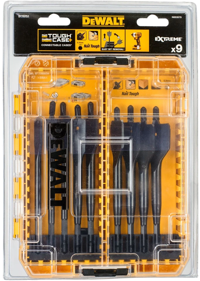 Grąžtas Plunksninių grąžtų komplektas medienai DeWalt DT70751-QZ; 12-32 mm; 9 vnt.