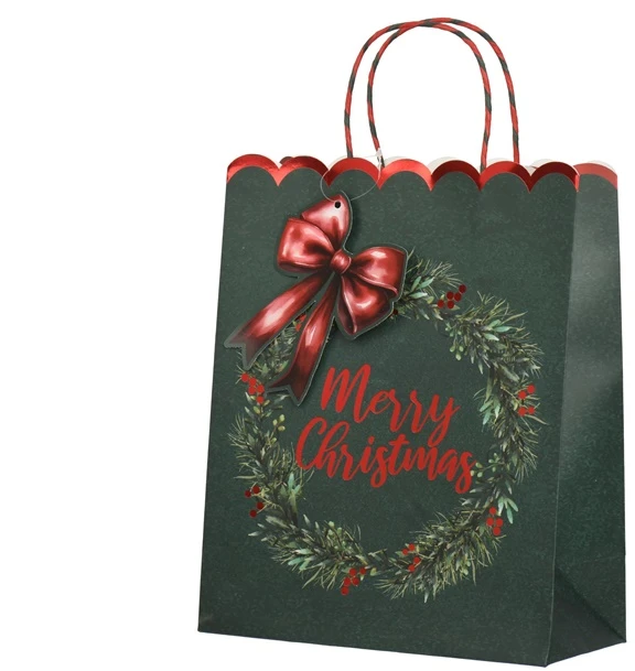 None Gift bag Decoris 374247. 10 cm x 23 cm x 18 cm. žalias