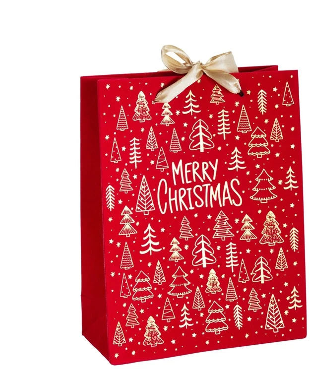 None Gift bag Velvet. 18 cm x 23 cm. red col.