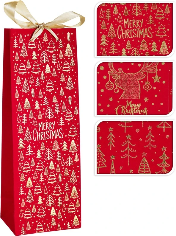 Nežinomas Gift bag Velvet Bottle. 13 cm x 35 cm. red col.