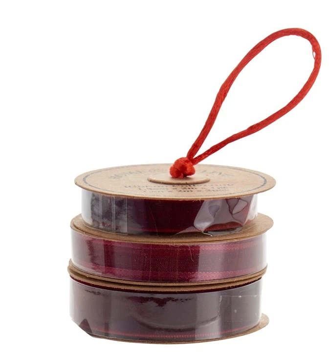 None Dovanų pakavimo juostelė 3pack. bordo