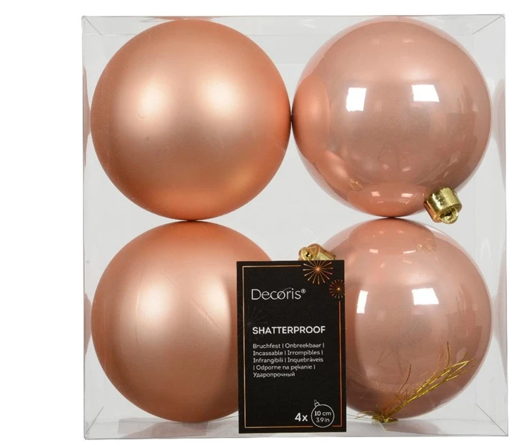 None Nežinomas Eglutės žaisliukai, persikiniai, 10 cm, plastikas, 4 vnt.