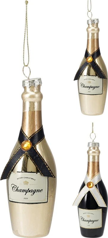 Skrzynkazdrewna Christmas Tree toy Bottle. auksinis/juodas