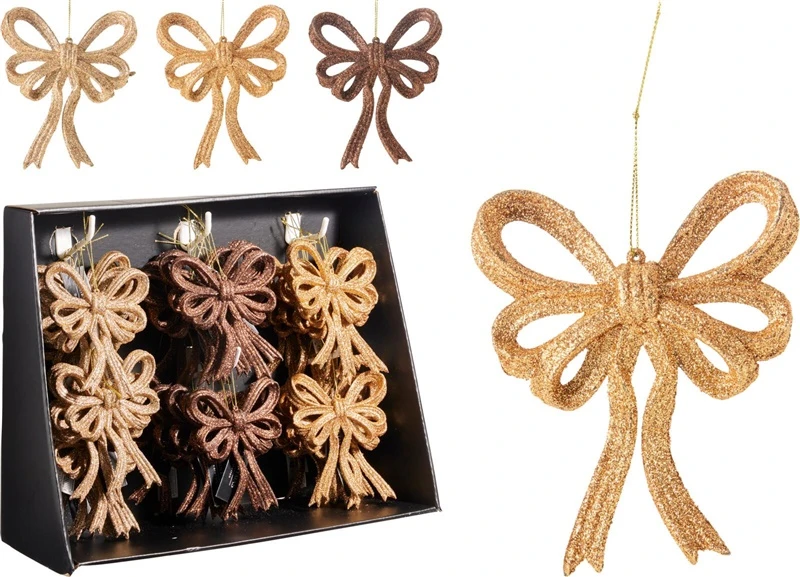 Mica Decorations Christmas Tree toy Bow. ruda/auksinis