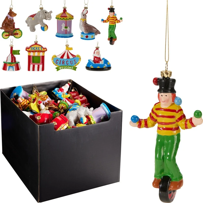 Nežinomas Christmas Tree toy Circus. various colours. 9 cm