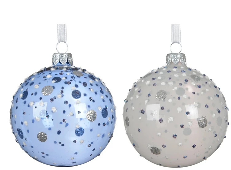 Klass Christmas Tree toy Decoris Dots. transparent/mėlynas. glass