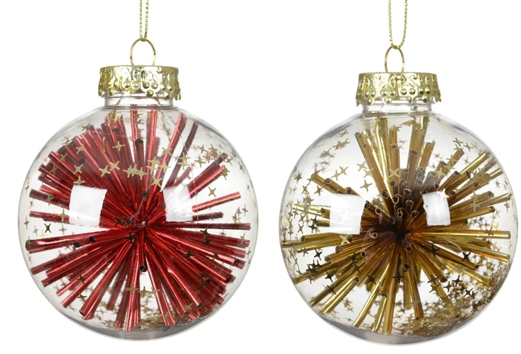 None Nežinomas Eglutės žaisliukas Decoris, skaidrus/aukso/raudonas, 8 cm
