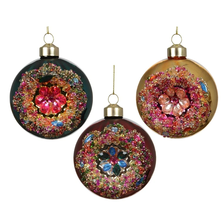 Nežinomas Kalėdų eglutės žaisliukas Decoris Vintage. raudona/geltona/žalia. stiklas