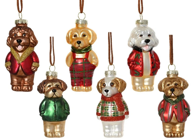 None Christmas Tree toy Dog. 10.5 cm. glass
