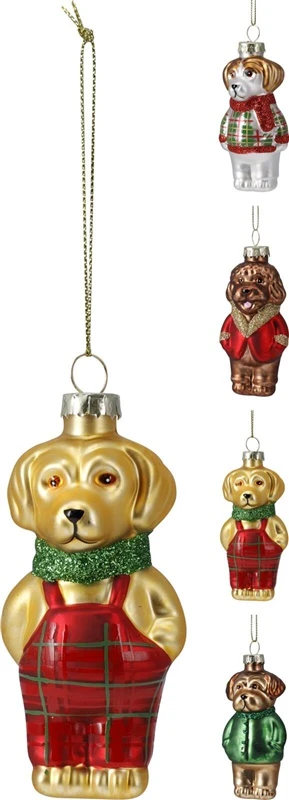 Klass Nežinomas Eglutės žaisliukas Dog, įvairių spalvų, stiklas