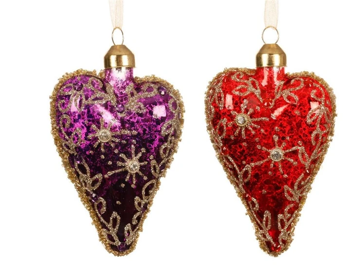 None Nežinomas Eglutės žaisliukas Heart, 10 cm, stiklas