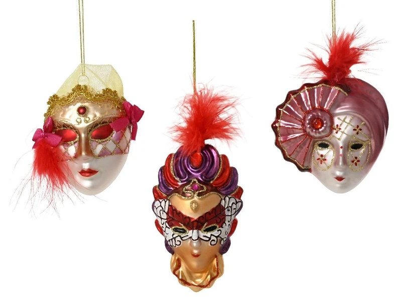None Nežinomas Eglutės žaisliukas Mask, 10 cm, stiklas
