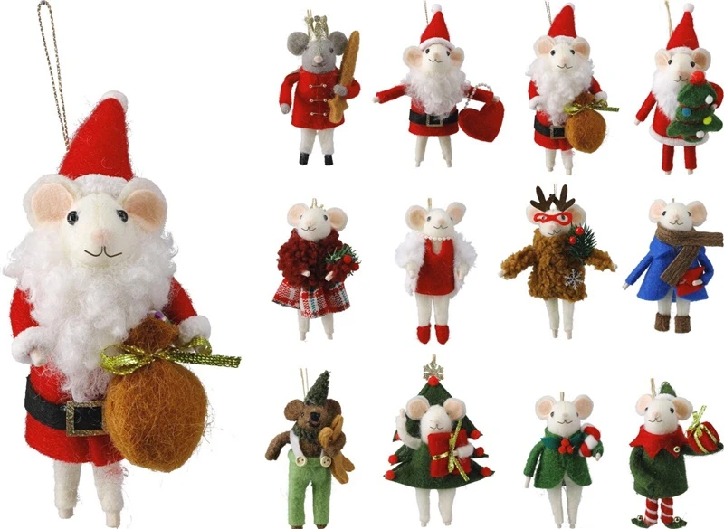 None Christmas Tree toy Mouse. various colours. 12 cm