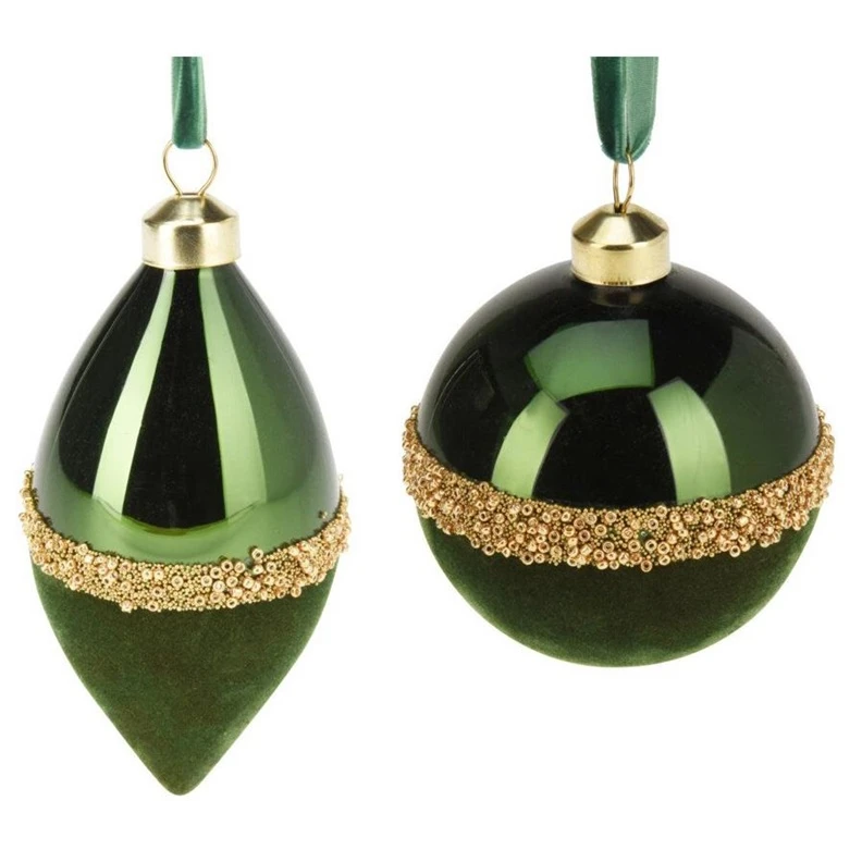 Skrzynkazdrewna ORNAMENT GLASS 8CM Žalias VELVET