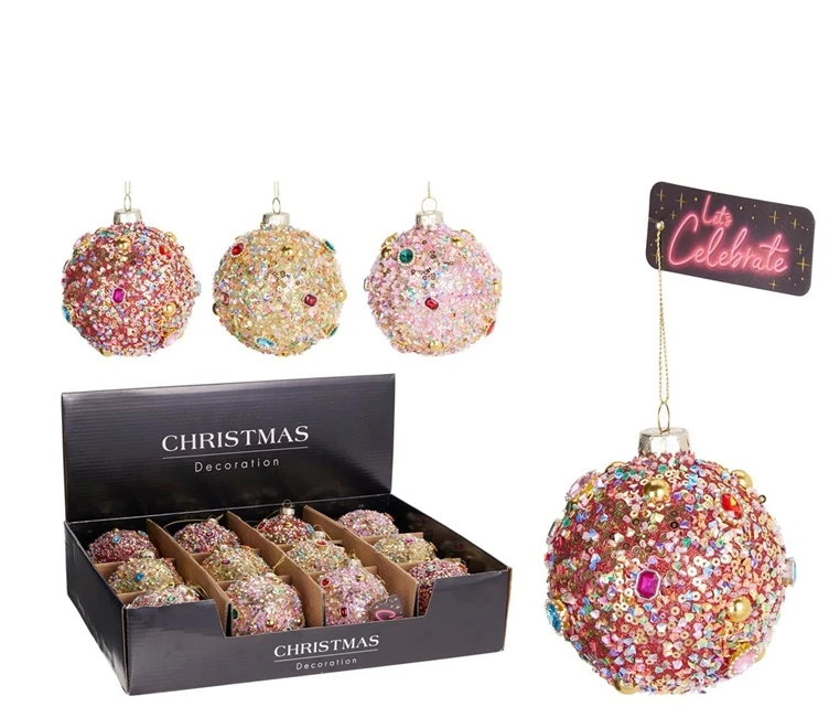 None Christmas medžio toy set. auksinis/red/žalias. glass. 9 pcs