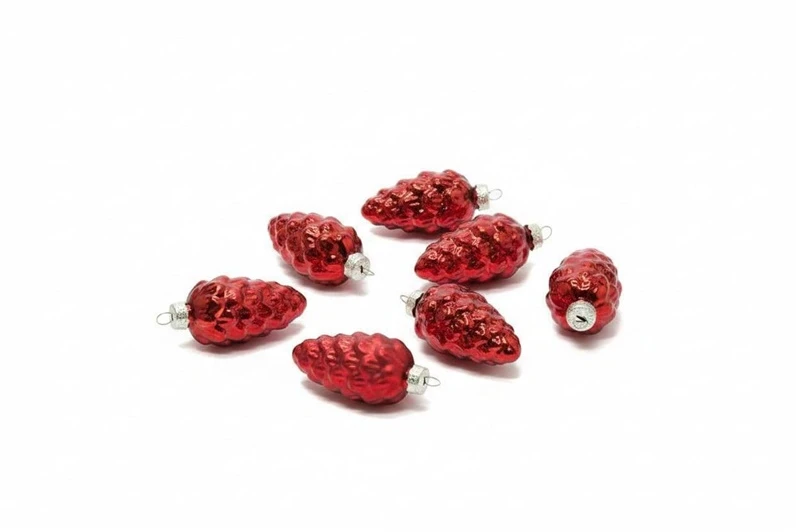 None Klass Ornaments glass pinecone red 9CM 9PCS