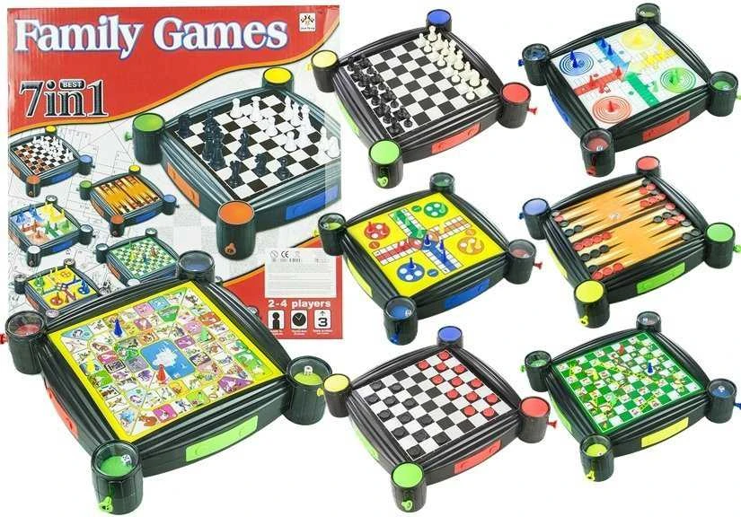 None Stalo žaidimų rinkinys FAMILY GAMES 7 IN 1