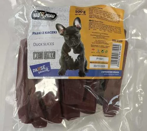 None Hau&Miau Hau & Miau Pausesnack skanėstas šunims, ančių juostelės 500g