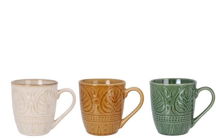 None MUG WITH FLOWER PETALS 3 DIFF DESI 390ML