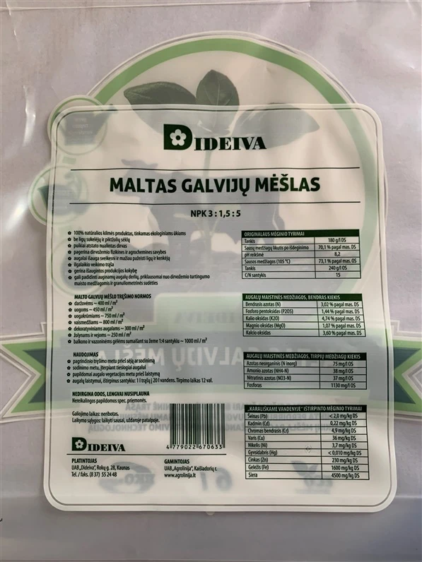 None Maltas galvijų mėšlas Dideiva. 6 l