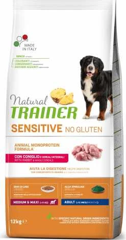 Natural Trainer ADULT DOG SENSITIVE be gliuteno Medium/Maxi su triušiena 12kg