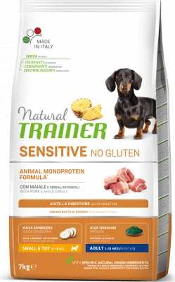 Natural Trainer ADULT DOG SENSITIVE be gliuteno MINI PORK (kiauliena) 7kg