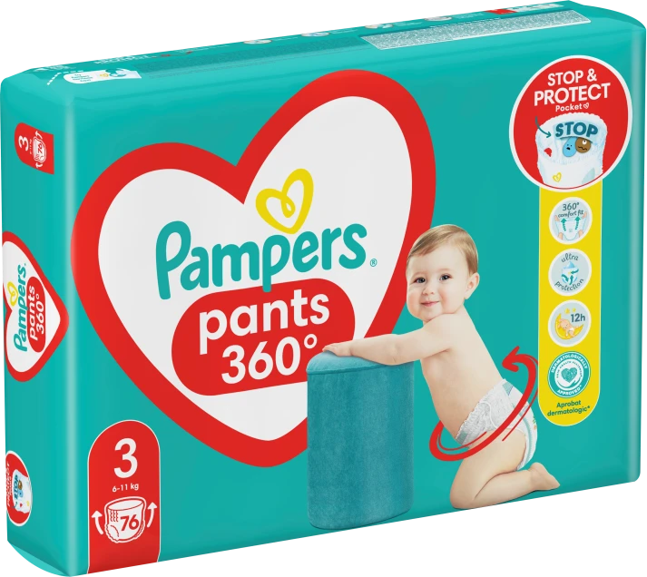 Pampers Active Baby Pants Sauskelnės, 3 Dydis, 76 vnt.