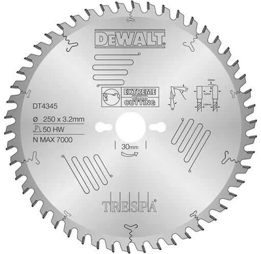 None Pjovimo diskas medienai DeWalt DT4345; 250x30 mm; 50T