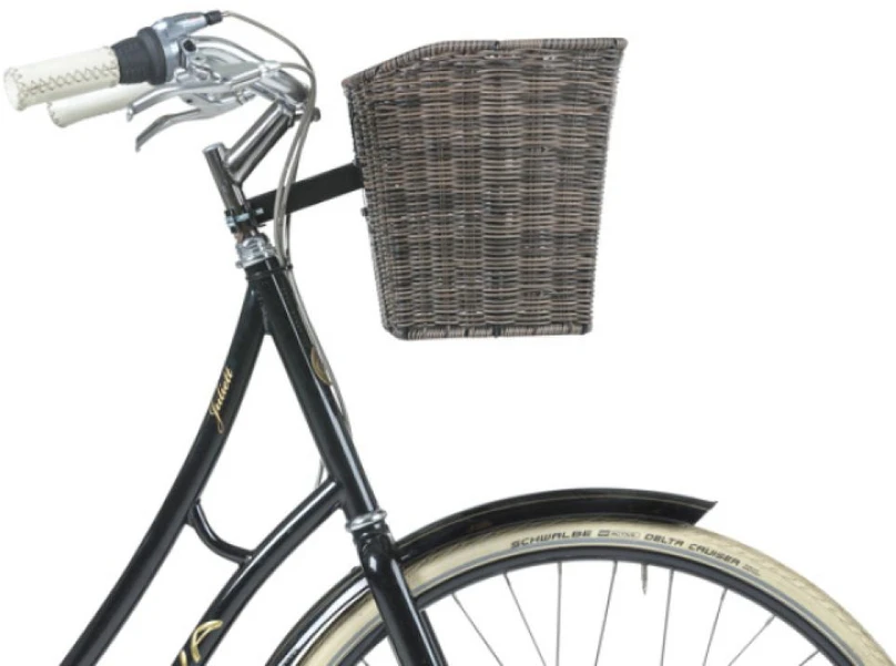 Front basket BASIL Bremen Rattan Look FM, dark ruda