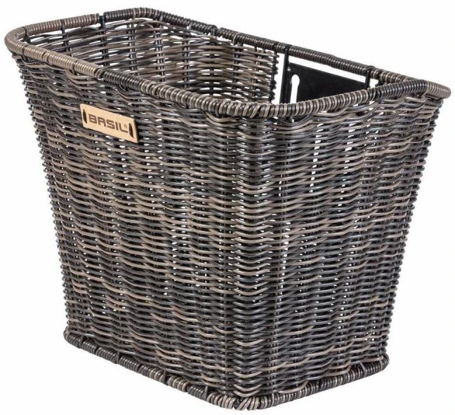 Front basket BASIL Bremen Rattan Look FM, dark ruda