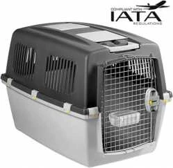 Trixie Gulliver 6 IATA transportavimo dėžė su dubenėliu, metalinėmis grotelėmis su užraktu juoda/pilka
