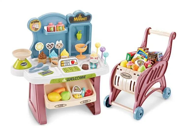 None Parduotuvės žaislai, parduotuvės kasa ir vežimėlis Home supermarket 668-82