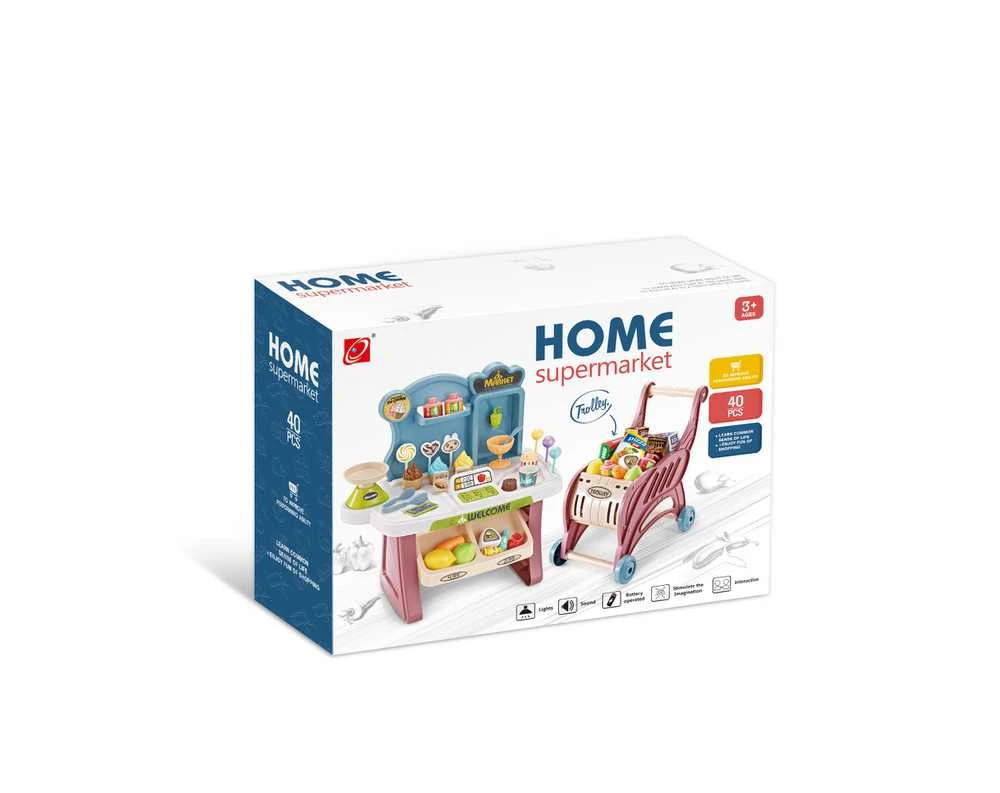 None Parduotuvės žaislai, parduotuvės kasa ir vežimėlis Home supermarket 668-82