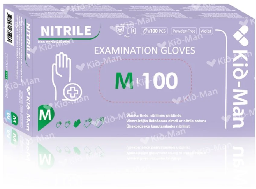 None Vienkartinės nitrilinės violetinės pirštinės Kid-Man M 100 vnt