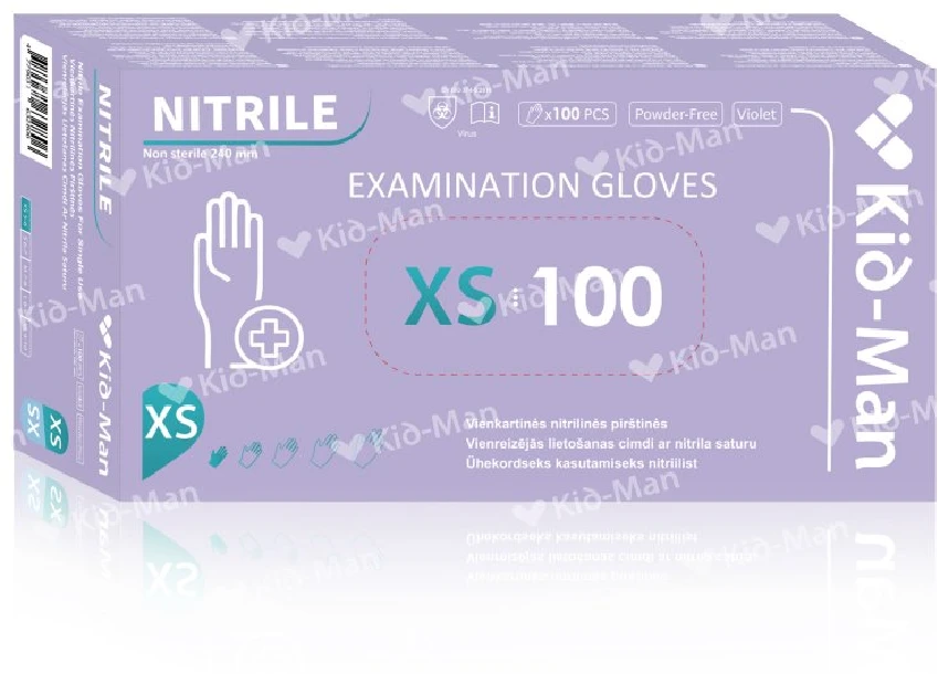 None Vienkartinės Nitrilinės Pirštinės, Dydis XS, 100 vnt Pakuotė