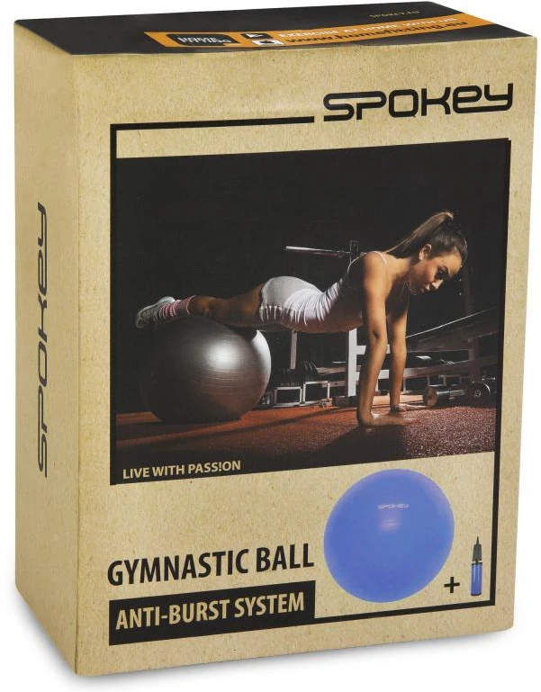 Spokey FITBALL III Gimnastikos kamuolys, Neslystantis, Apsaugos nuo sprogimo sistema, 65 cm, 300 kg, Mėlyna, PVC