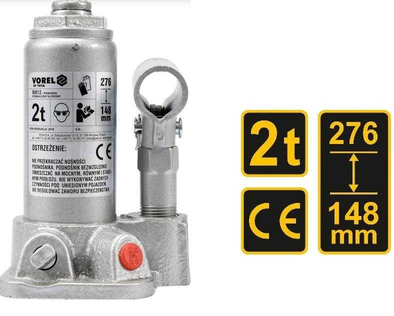 None VOREL HIDRAULINIS stūmoklinis kėliklis 2T 148 - 276 mm 80012
