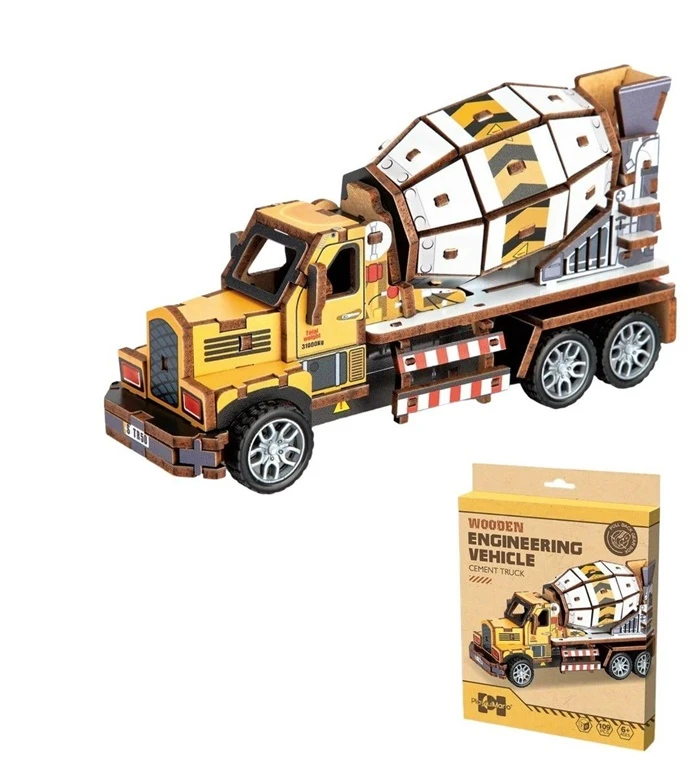 Wooden City TOY MEDINĖ 3D DĖLIONĖ CEMENTVEŽIS 109 VNT.