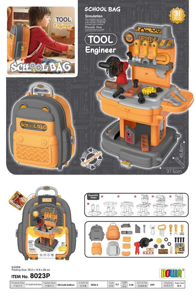 None Nežinomas Žaislinis meistro įrankių rinkinys School Bag-Tool Engineer 8023p