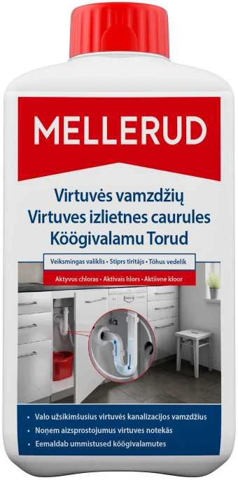 Virtuvės vamzdžių valiklis MELLERUD, aktyvus chloras, 1 l