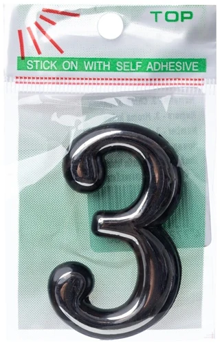 Okko Durų numeris CR 3, 5 cm, plastikas, chromo sp.