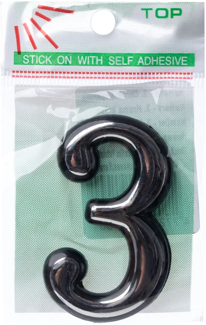 Okko Durų numeris CR 3, 5 cm, plastikas, chromo sp.
