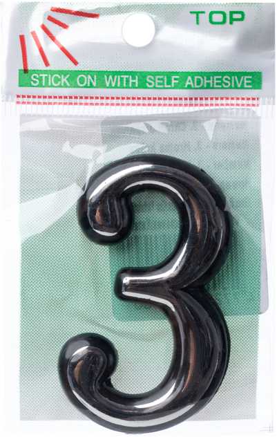 Okko Durų numeris CR 3, 5 cm, plastikas, chromo sp.