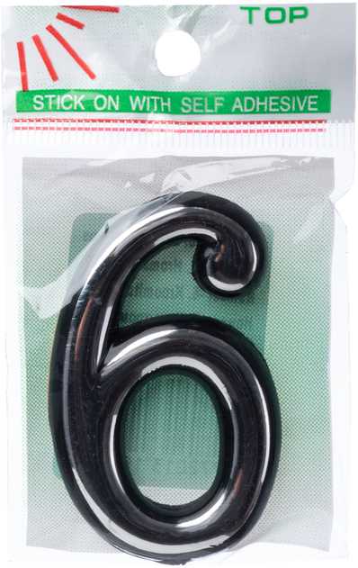 Okko Durų numeris CR 6, 5 cm, plastikas, chromo sp.