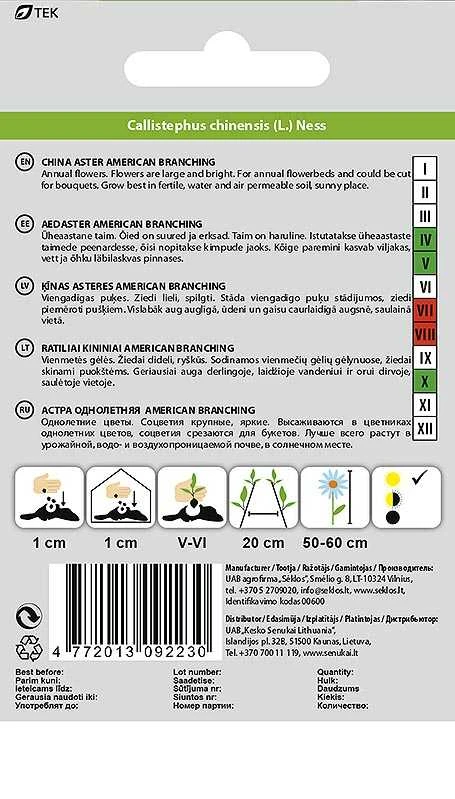 Sėklos Okko kininis astras American Branching, 0.5 g