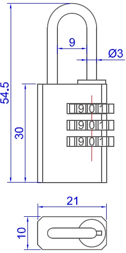 Okko MTuning CODED HANGING PADLOCK BRASS BC213 12/14
