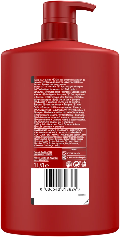 Old Spice Captain Dušo Želė Ir Šampūnas Vyrams, 1000 ml