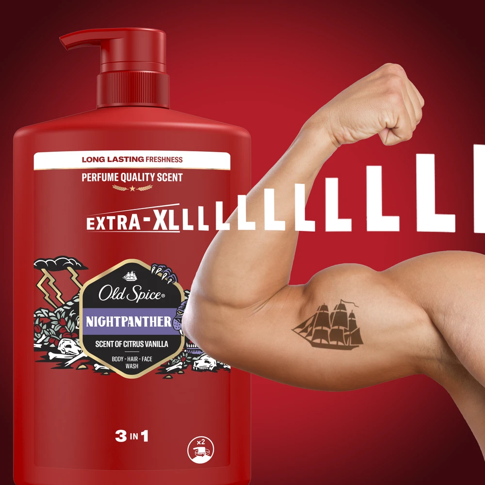 Old Spice dušo želė vyrams NightPanther (kūno, plaukų ir veido prausiklis), 1000 ml