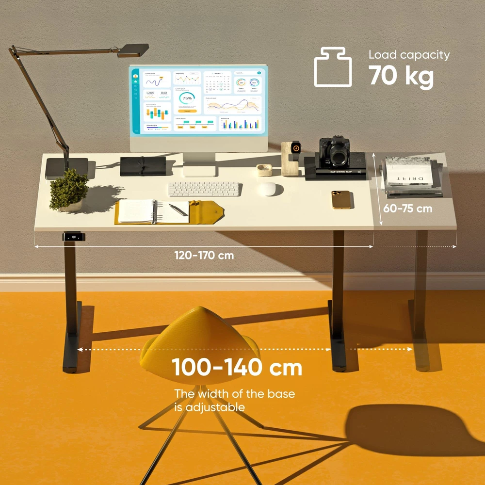 Onkron DESK FRAME MOTORISED/Juodas WDF221E-B ONKRON