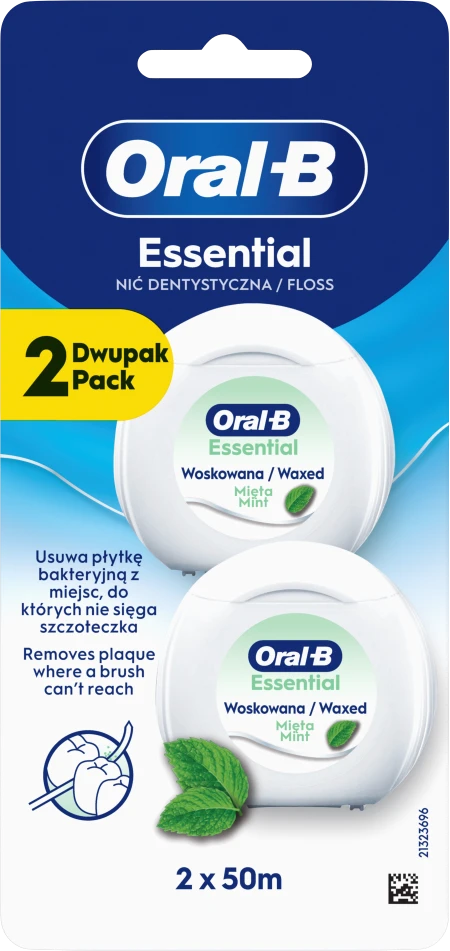 Oral-B Essential Mint Dantų Siūlas, Su Vašku, 2×50 m